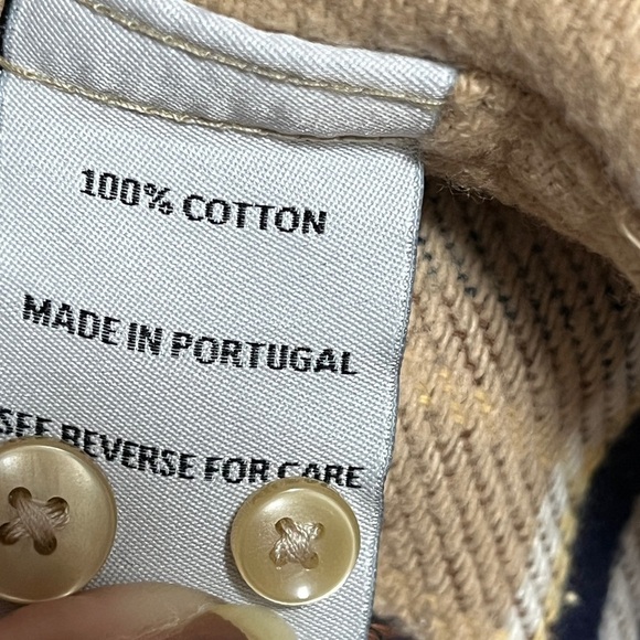 Portuguese Flannel Plaid Shirt - Tan/Brown/Black - Size L - Picture 7 of 9